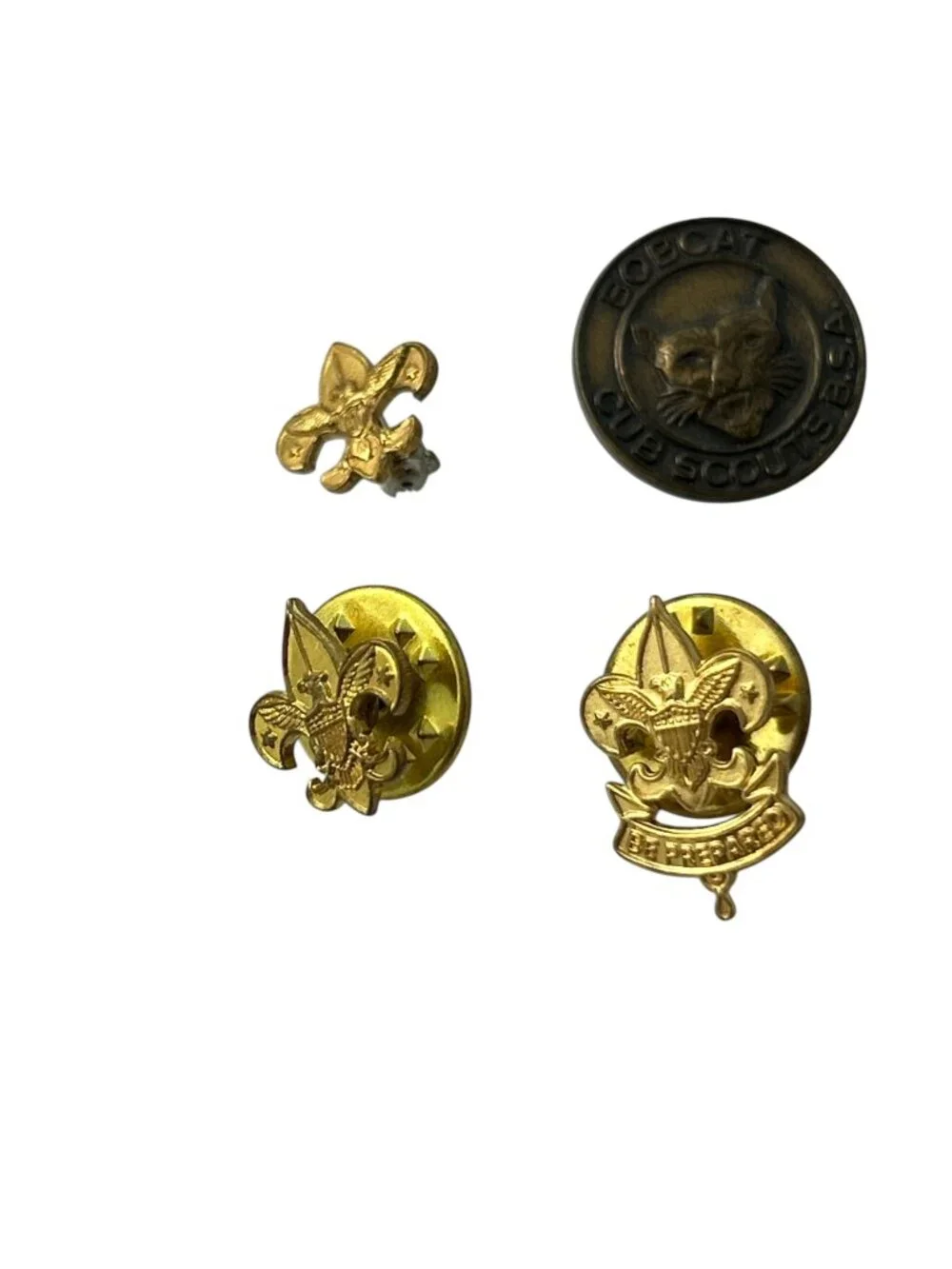Lot of 8 Boy Scout BSA Wolf Bear Small Lapel Pins Fleur de Lis Be Prepared